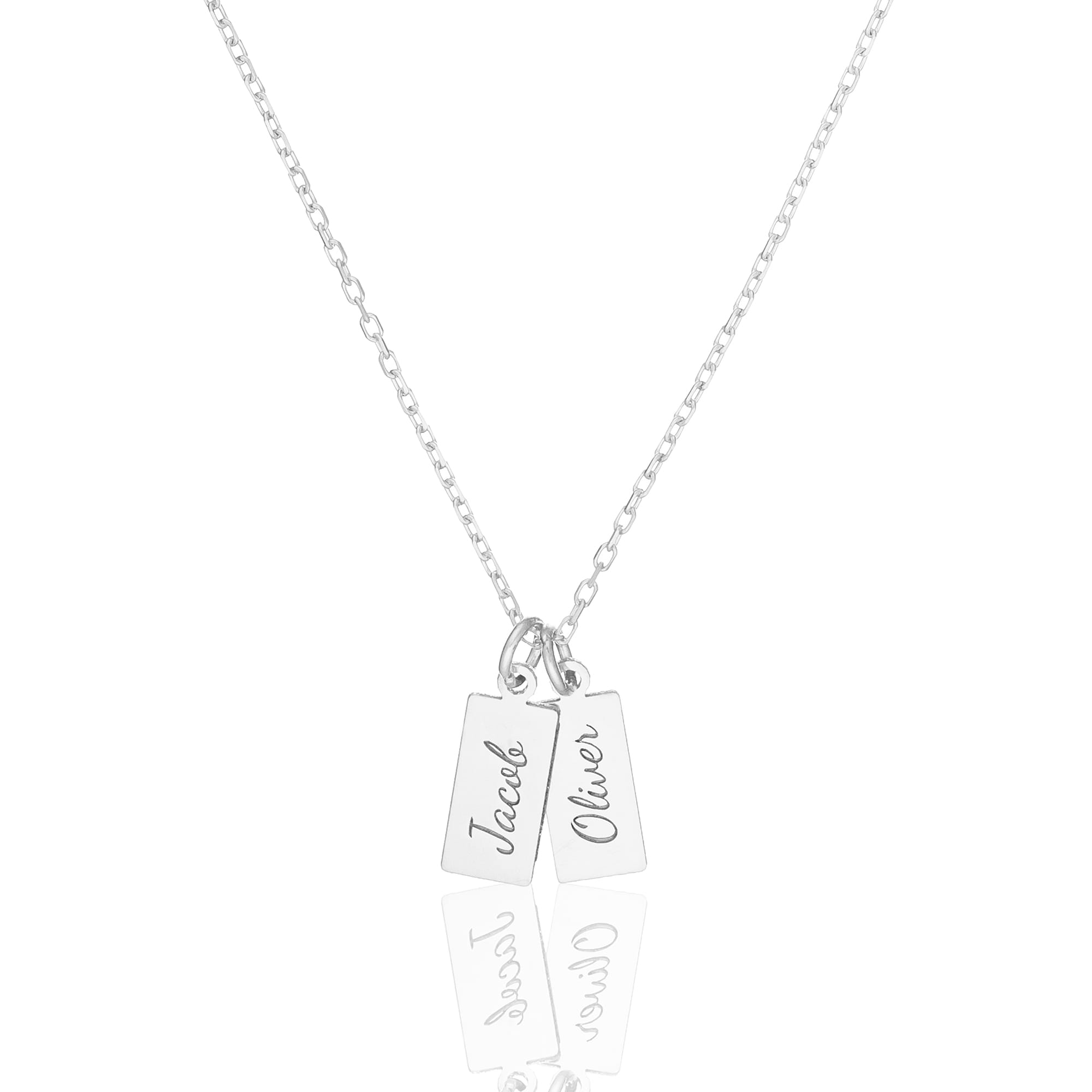 Named Rectangular Plate Necklace - 925 Silver