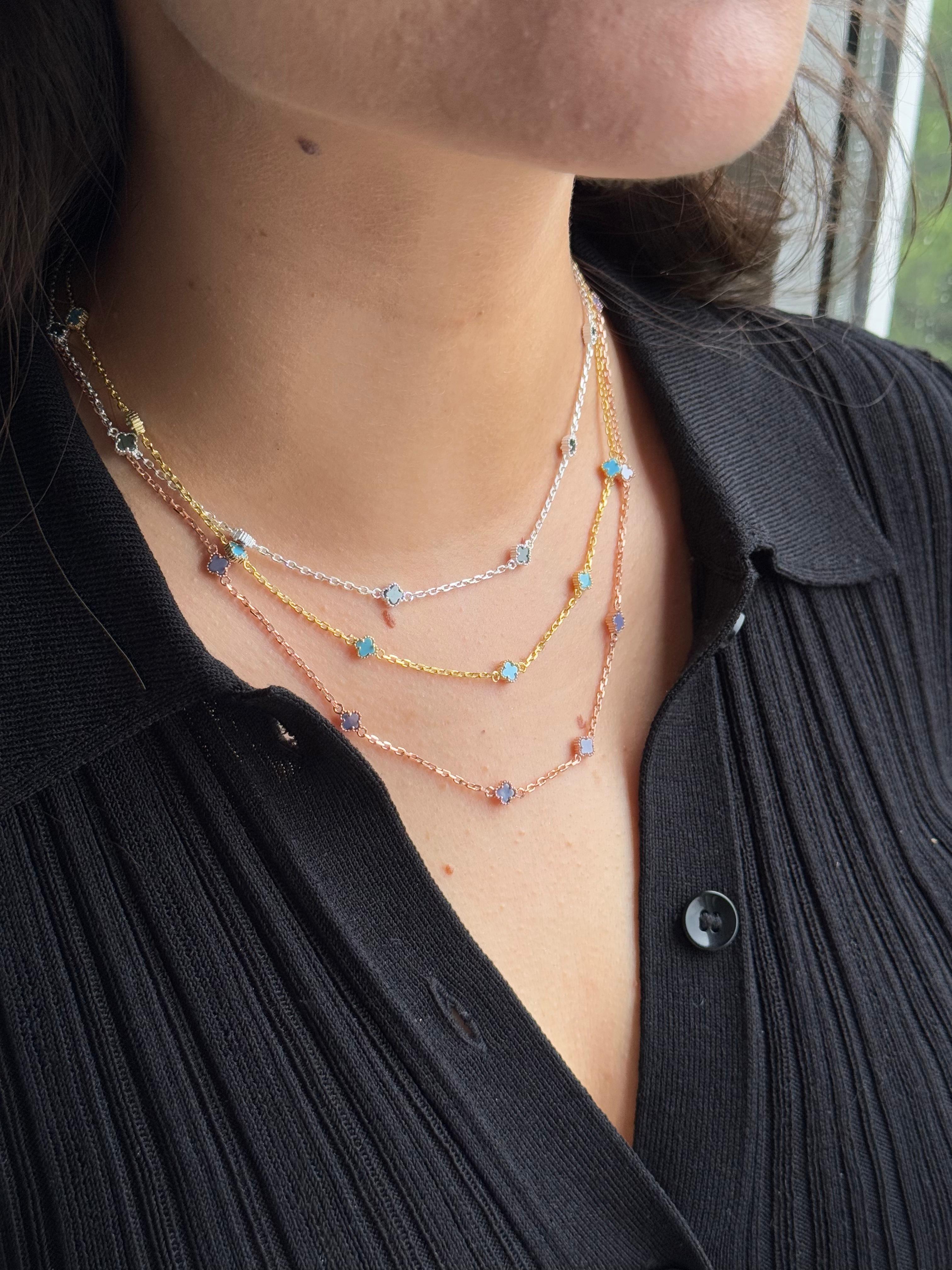 Modern Minimal Clover Necklace 925 Silver