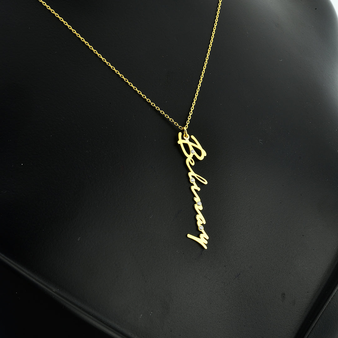 Stone Vertical Signature Necklace