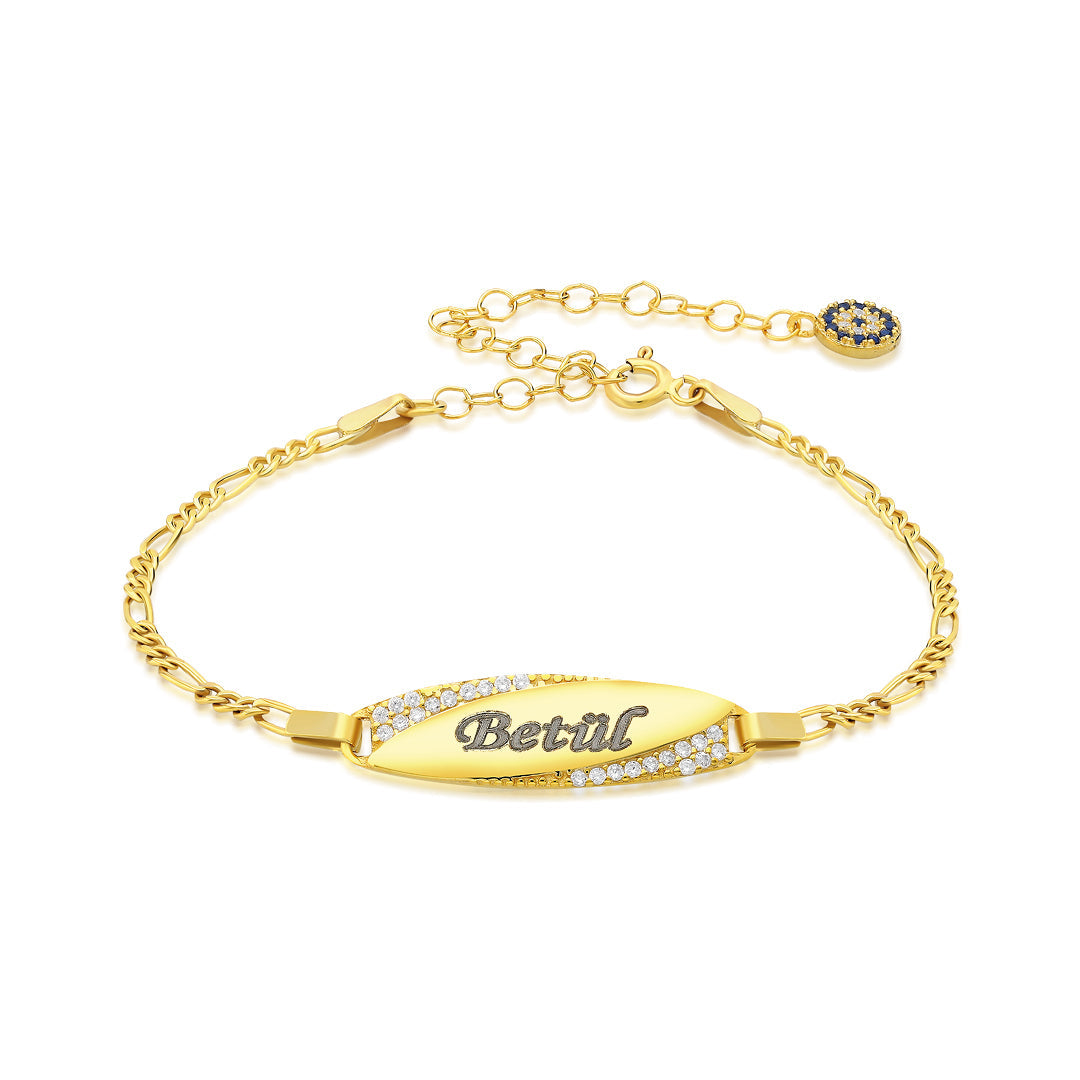 Oval Stone Named Baby Tag - 925 Silver