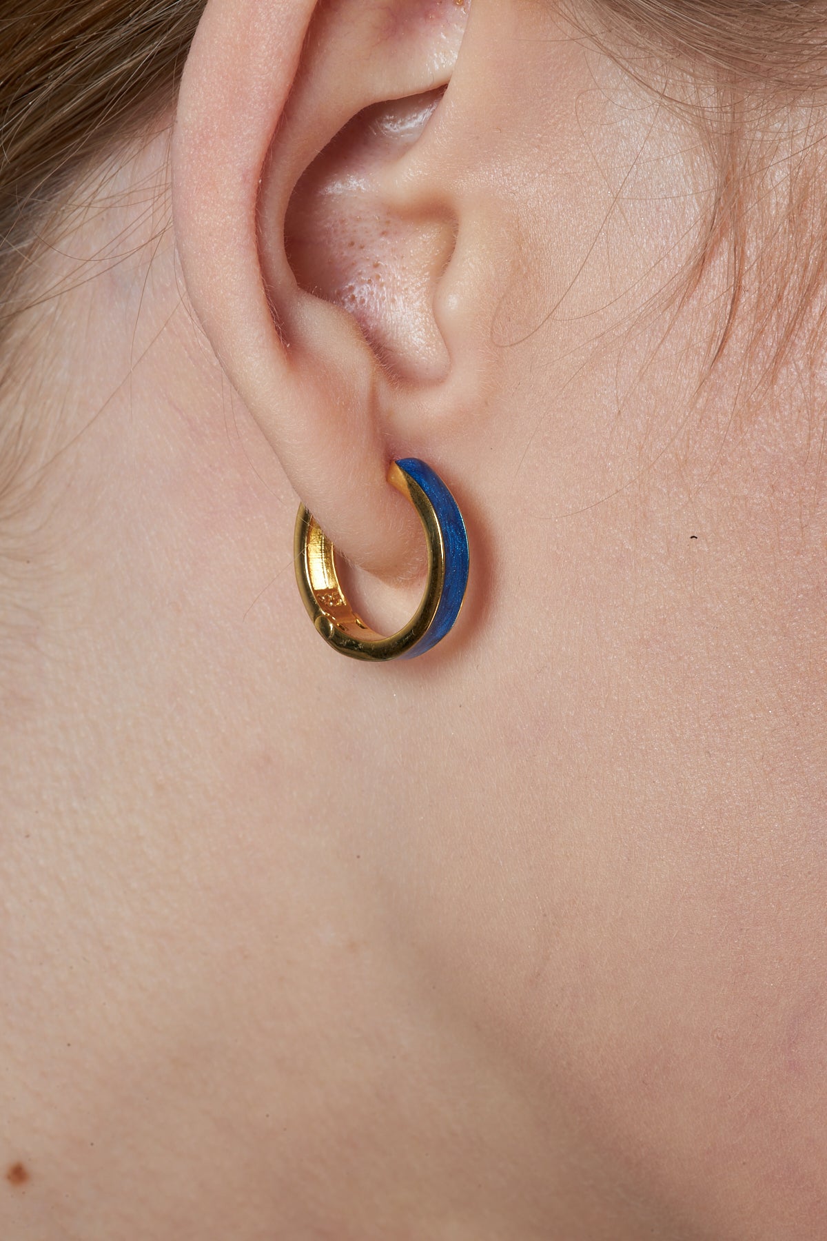 Circled Navy Blue Hoop Earrings - 925 SILVER