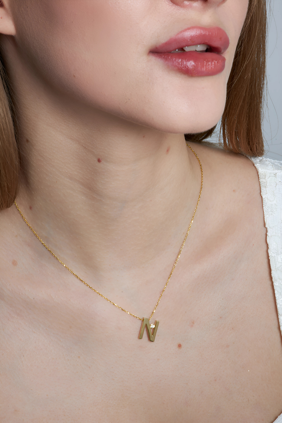 Diamond Letter Necklace - 925 SILVER