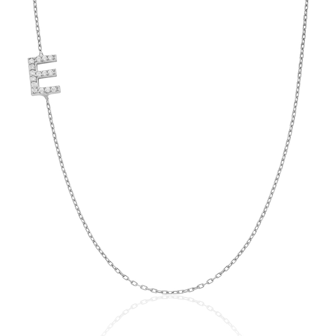 Stone Letter Collar Necklace - 925 SILVER