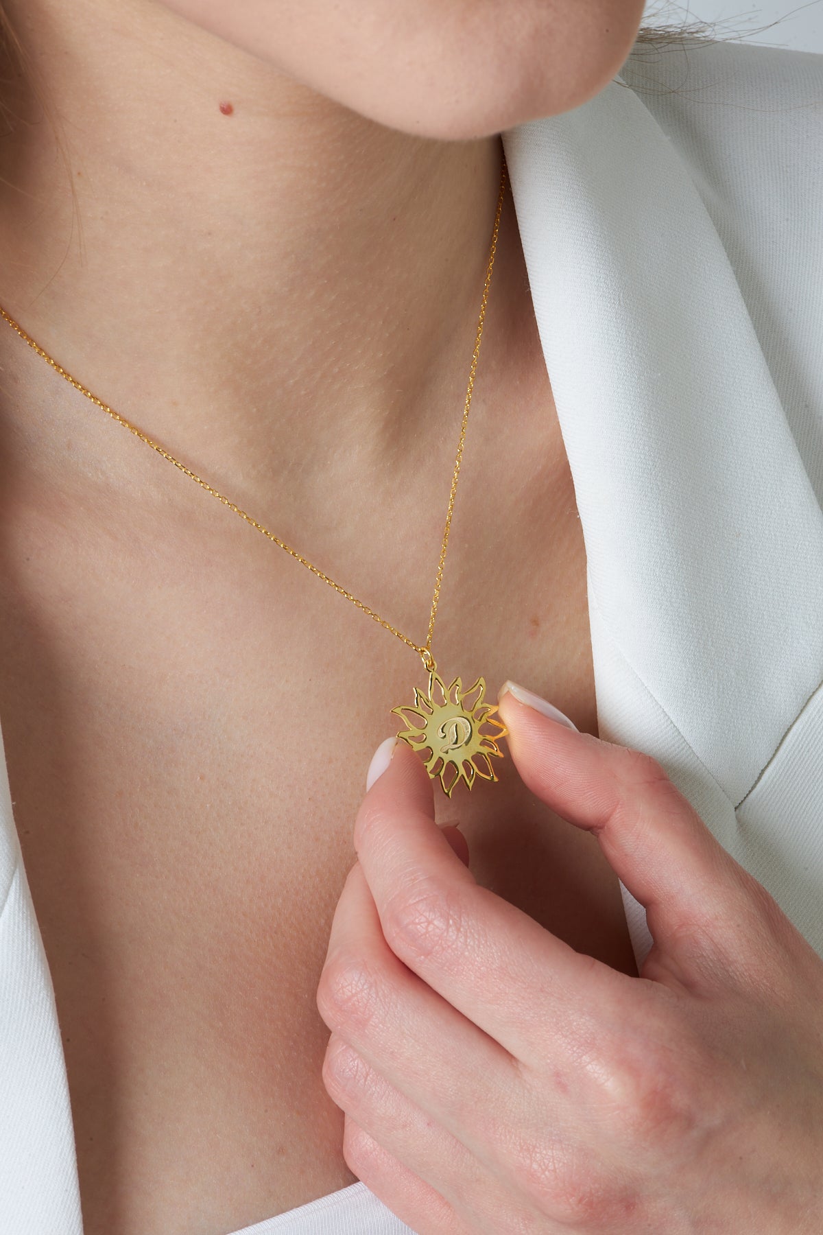 Letter Sun Necklace - 925 Silver