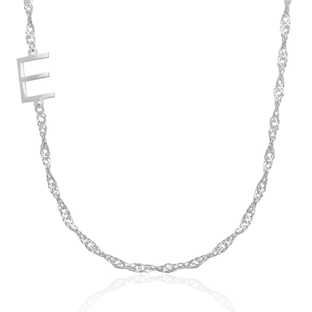 Simple Bridge Chain Necklace with Singapore Chain - 925 Silver