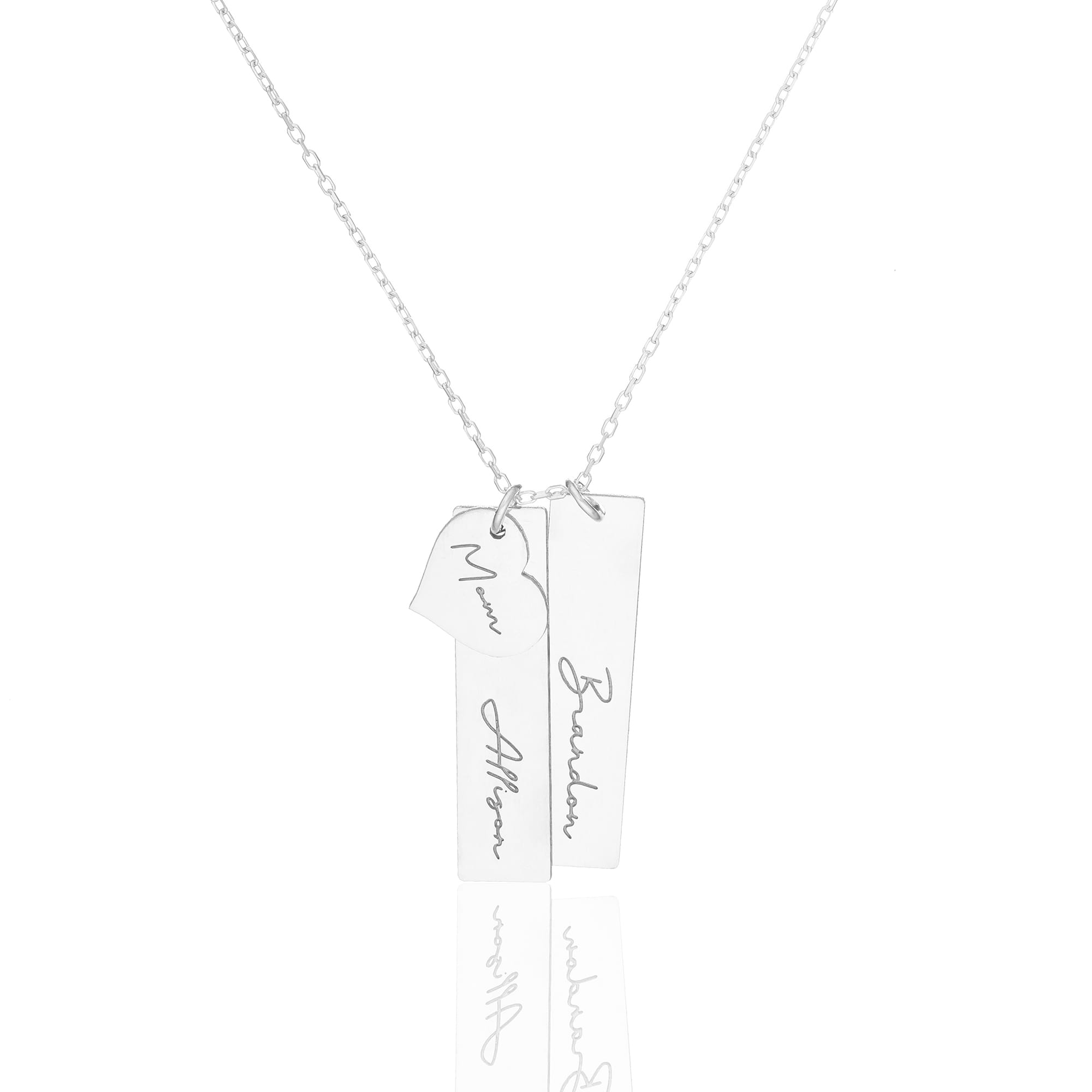 Heart Name Necklace with Plate - 925 SILVER