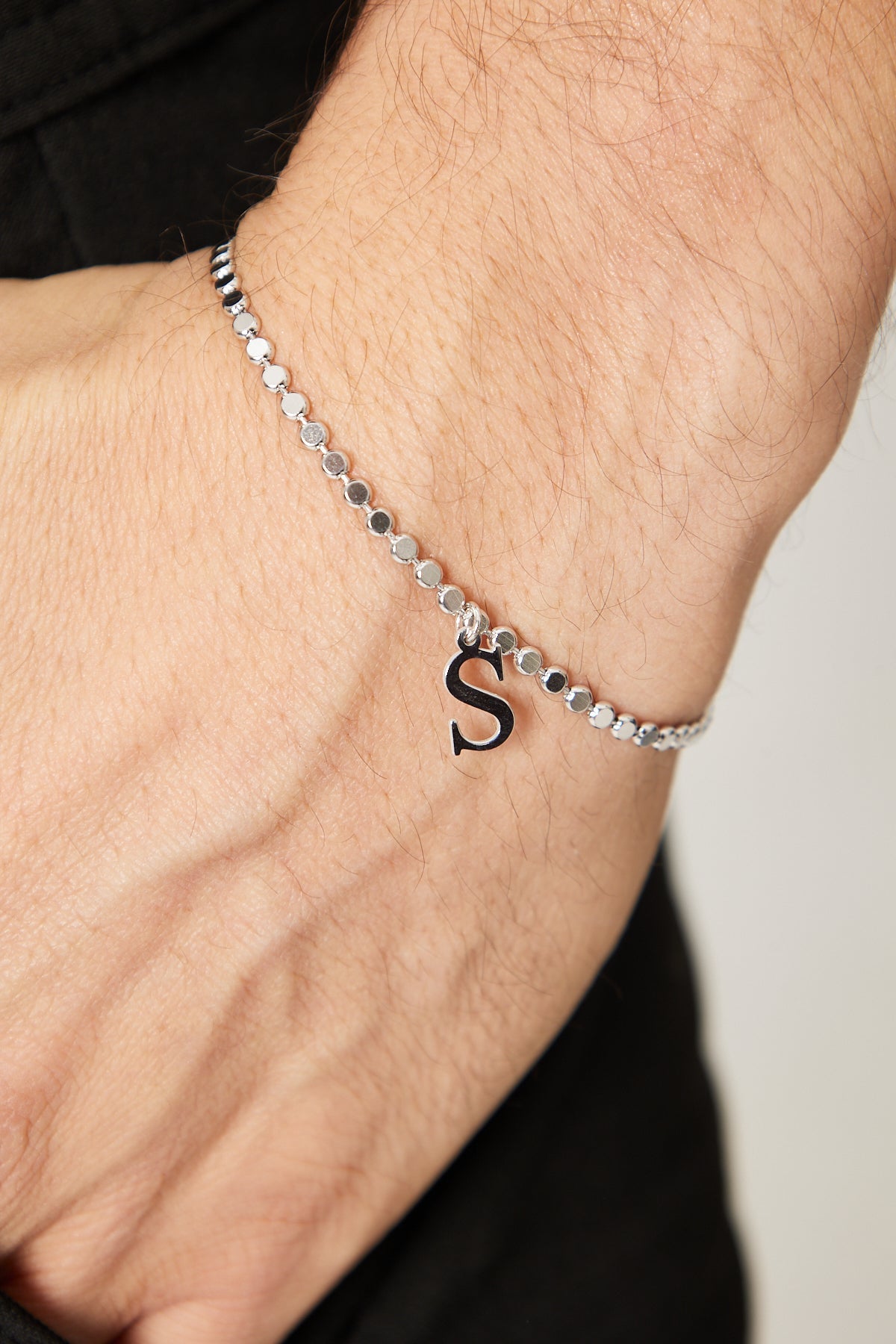 Lettered Ball Chain Double Bracelet - 925 SILVER