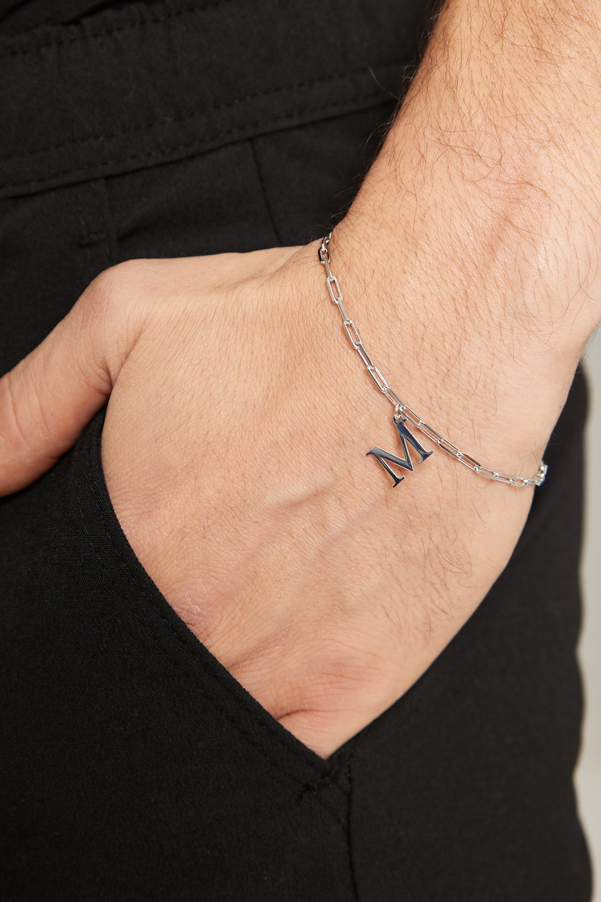 Letter Paperclip Chain Bracelet - 925 SILVER
