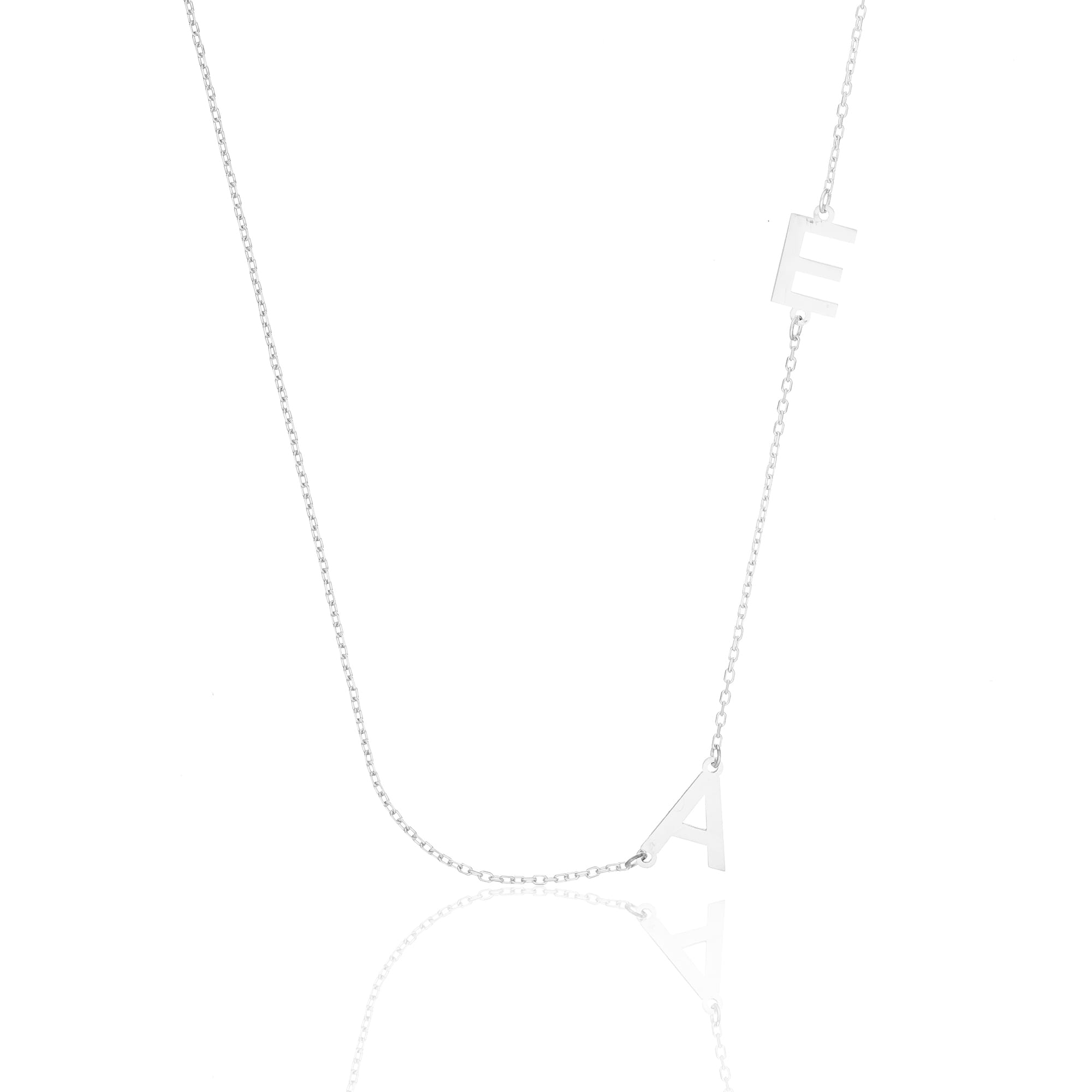 Two Letter Side Necklace - 925 SILVER
