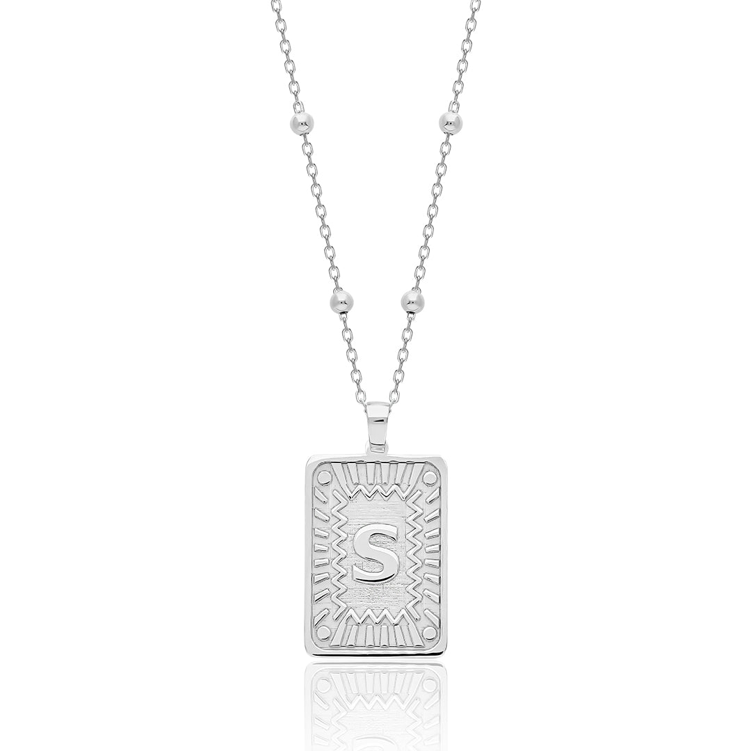 Ball Chain Letter Necklace - 925 Silver