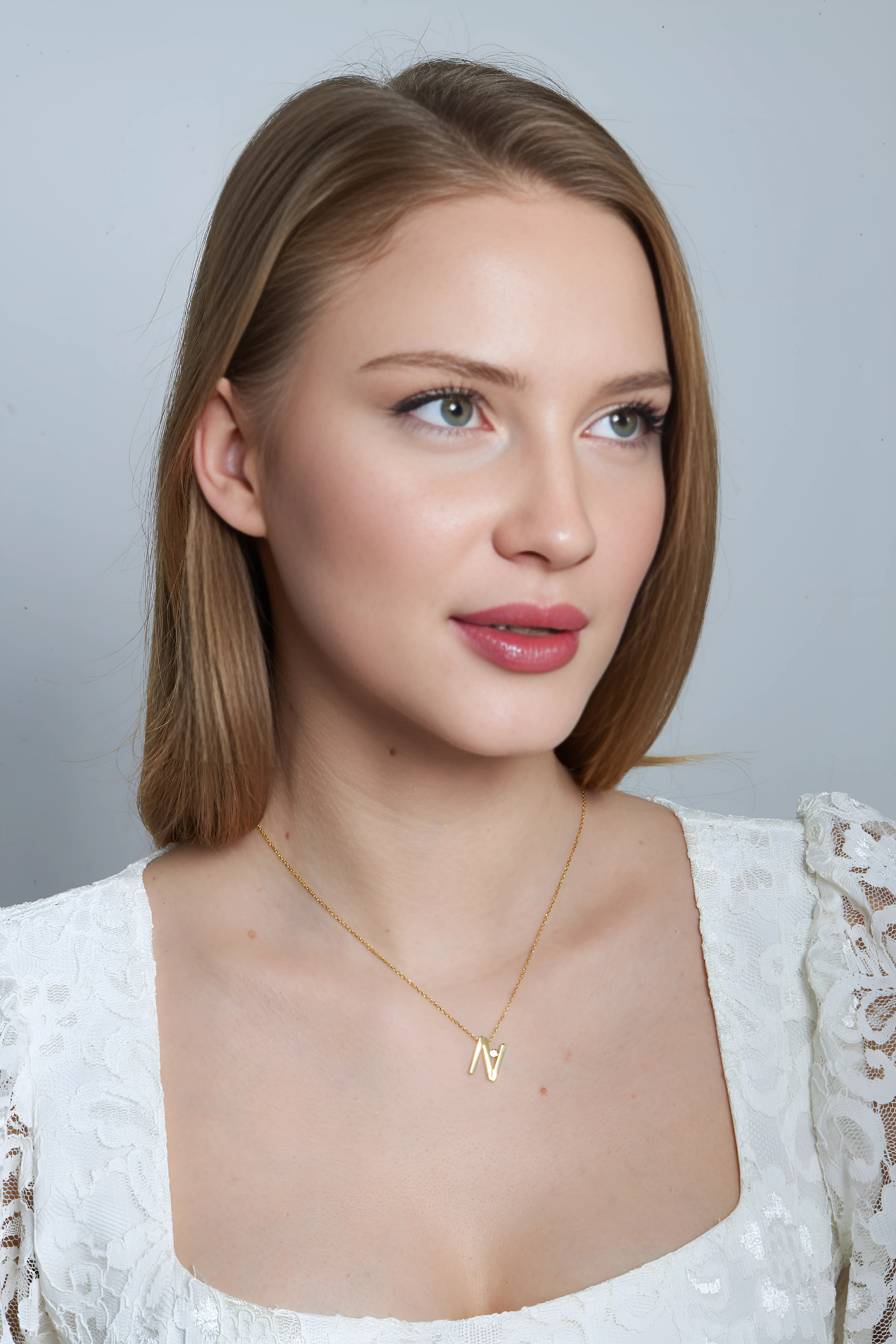 Diamond Letter Necklace - 925 SILVER