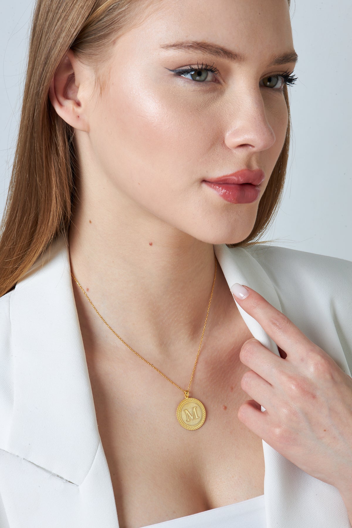 Medallion Letter Necklace - 925 SILVER