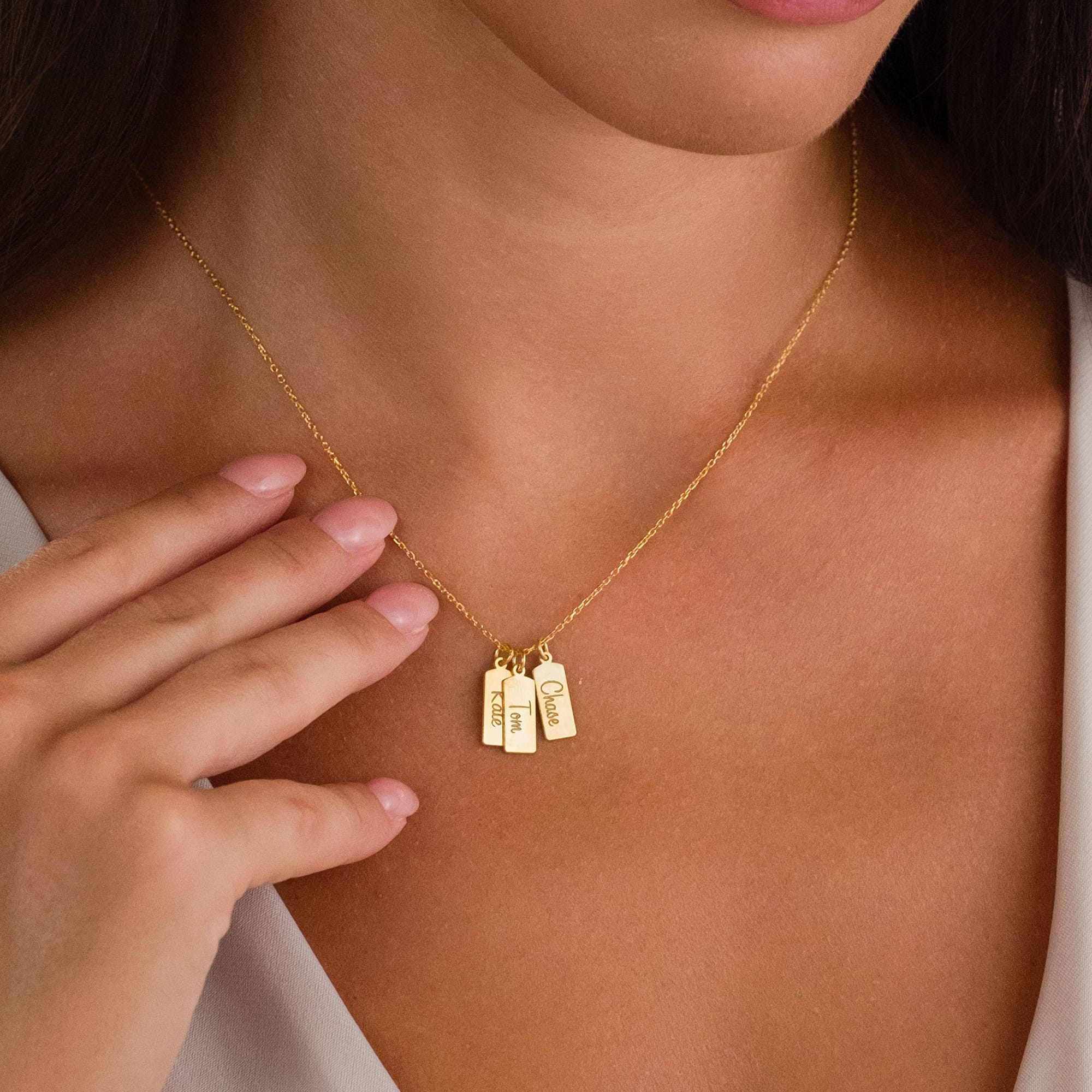 Triple Plate Name Necklace - 925 SILVER