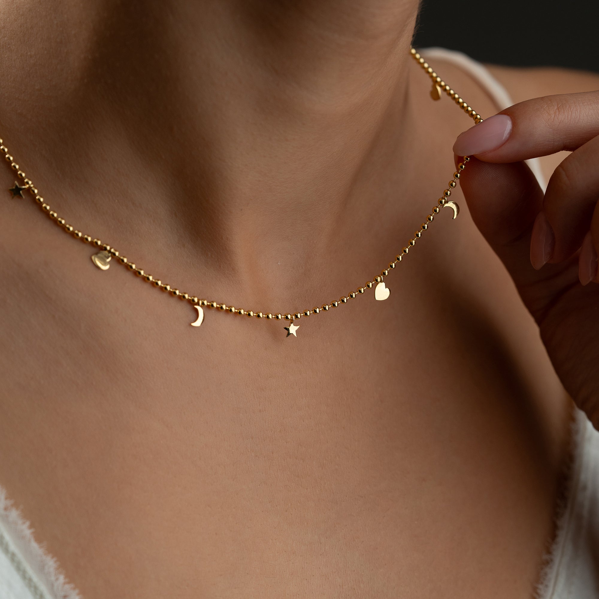 LUNA HERZ HALSKETTE | 925 SILBER