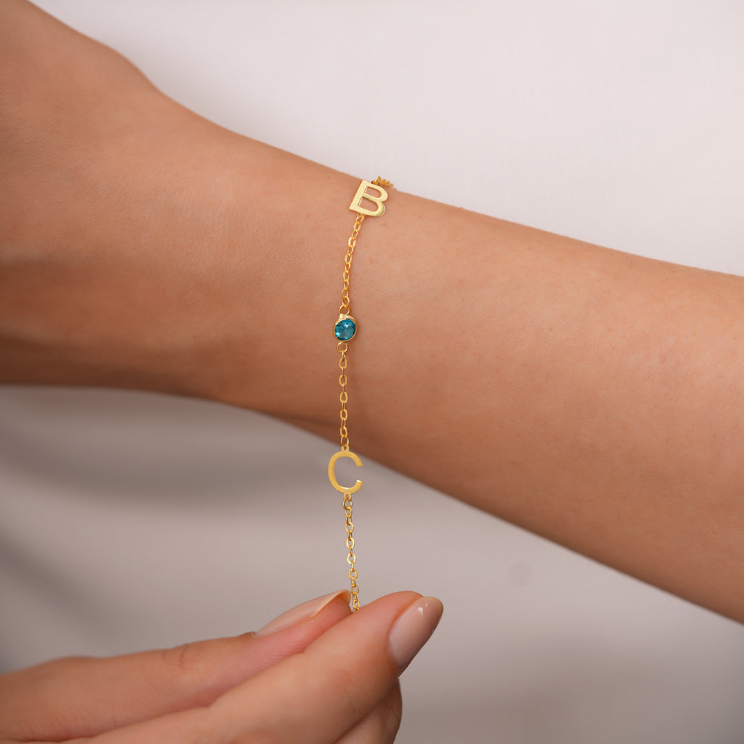 Birthstone Letter Bracelet