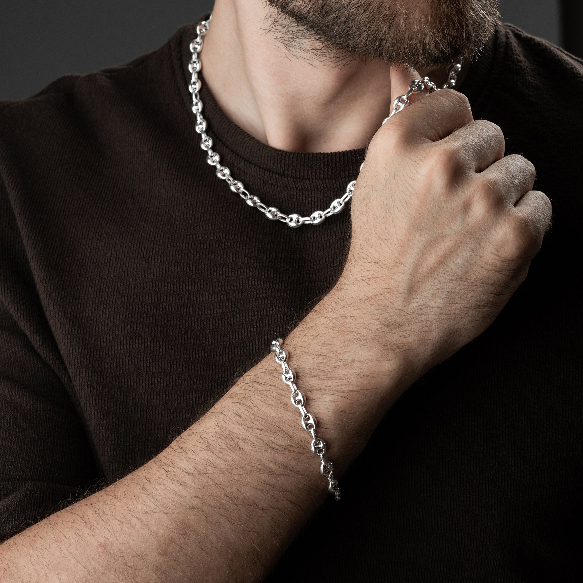 BOHNEN HALSKETTE SET | 925 SILBER