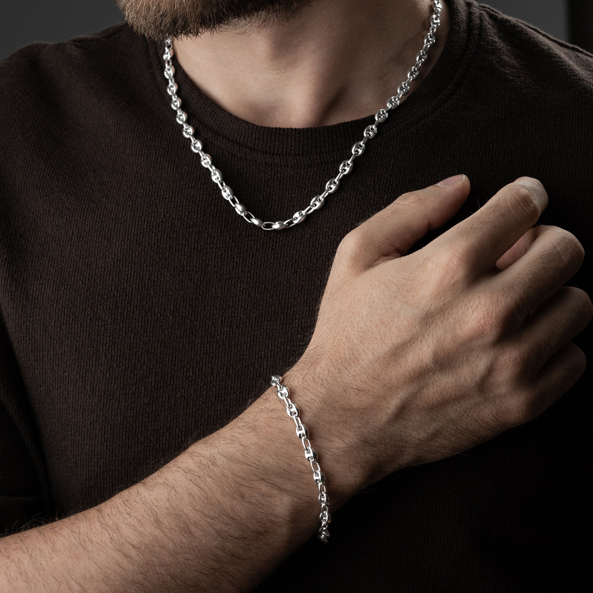 BOHNEN THIN HALSKETTE SET | 925 SILBER