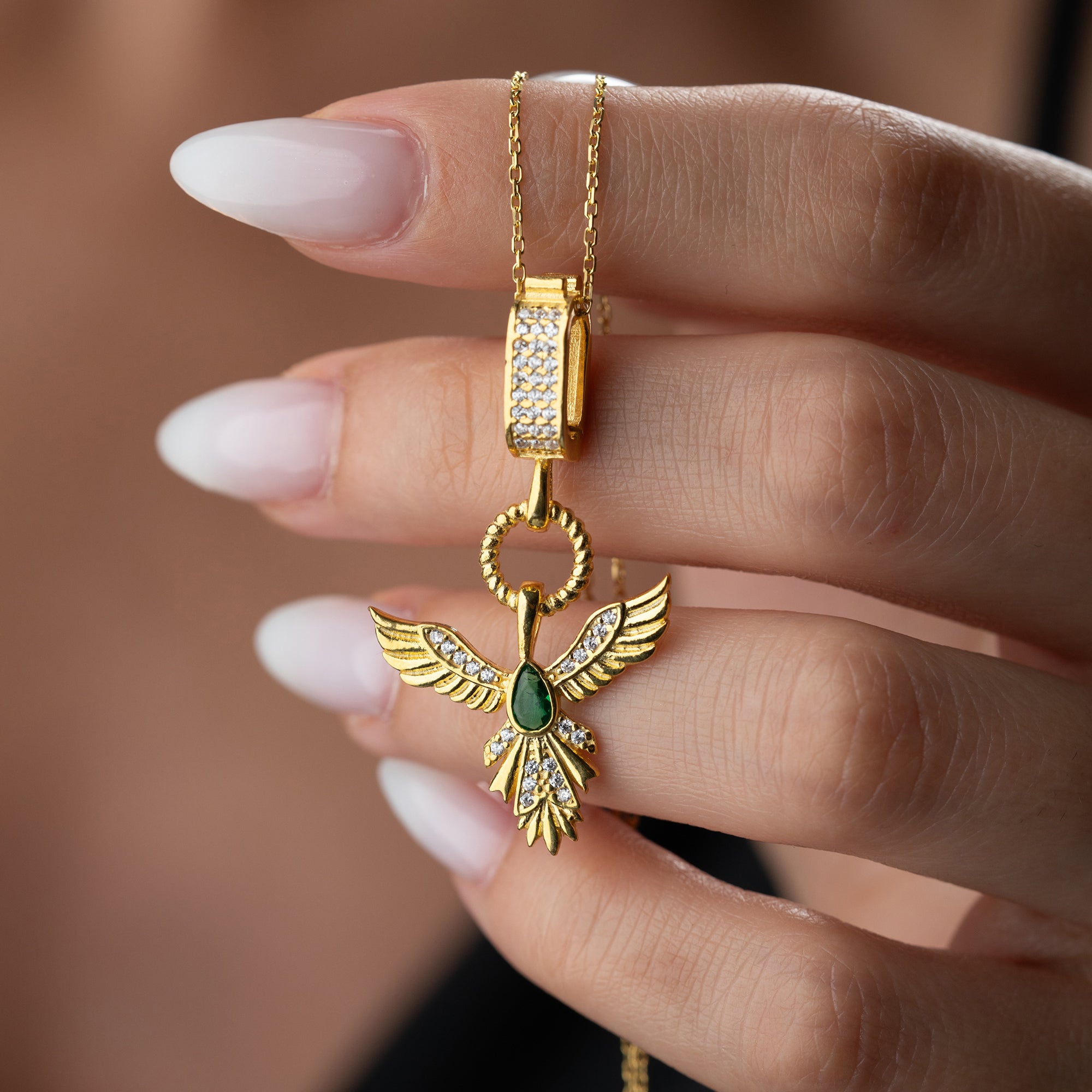 SAMARAGD PHÖNIX HALSKETTE| 925 SILBER