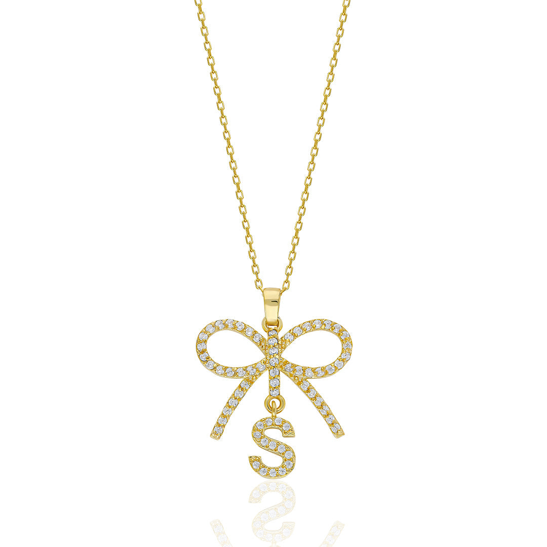 Bow Letter Necklace - 925 SILVER