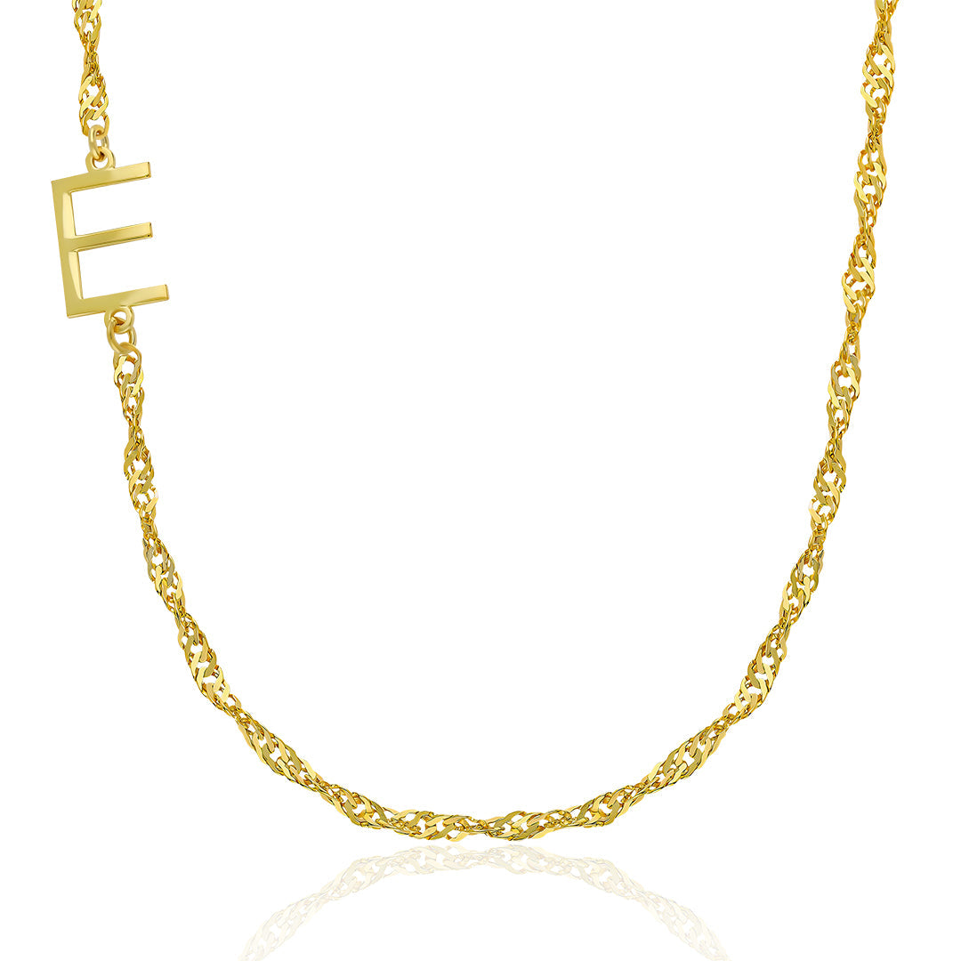 Simple Bridge Chain Necklace with Singapore Chain - 925 Silver