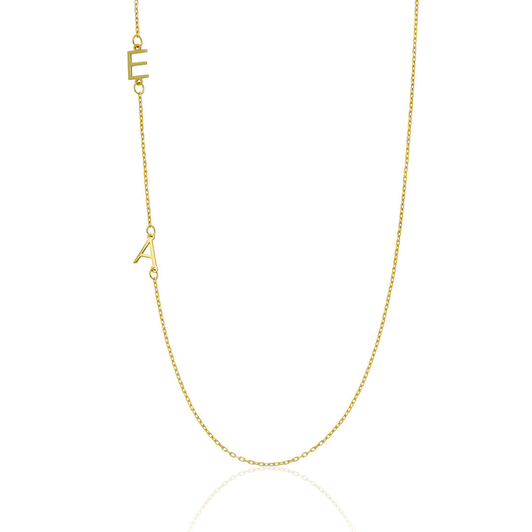 Double Letter Collarbone Necklace - 925 SILVER