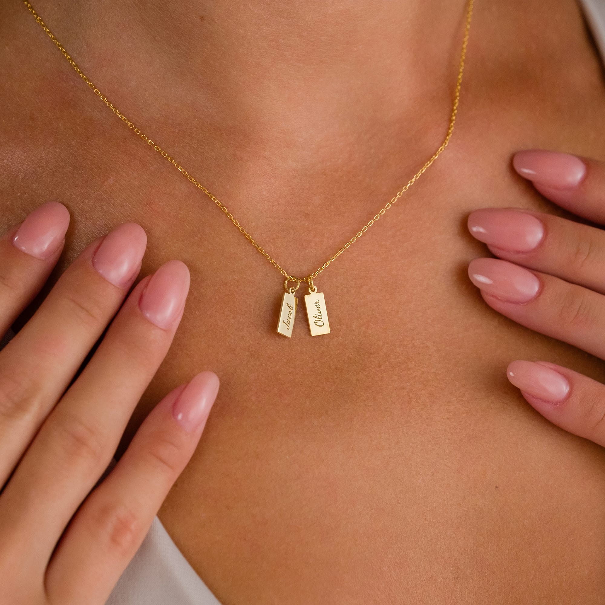 Named Rectangular Plate Necklace - 925 Silver