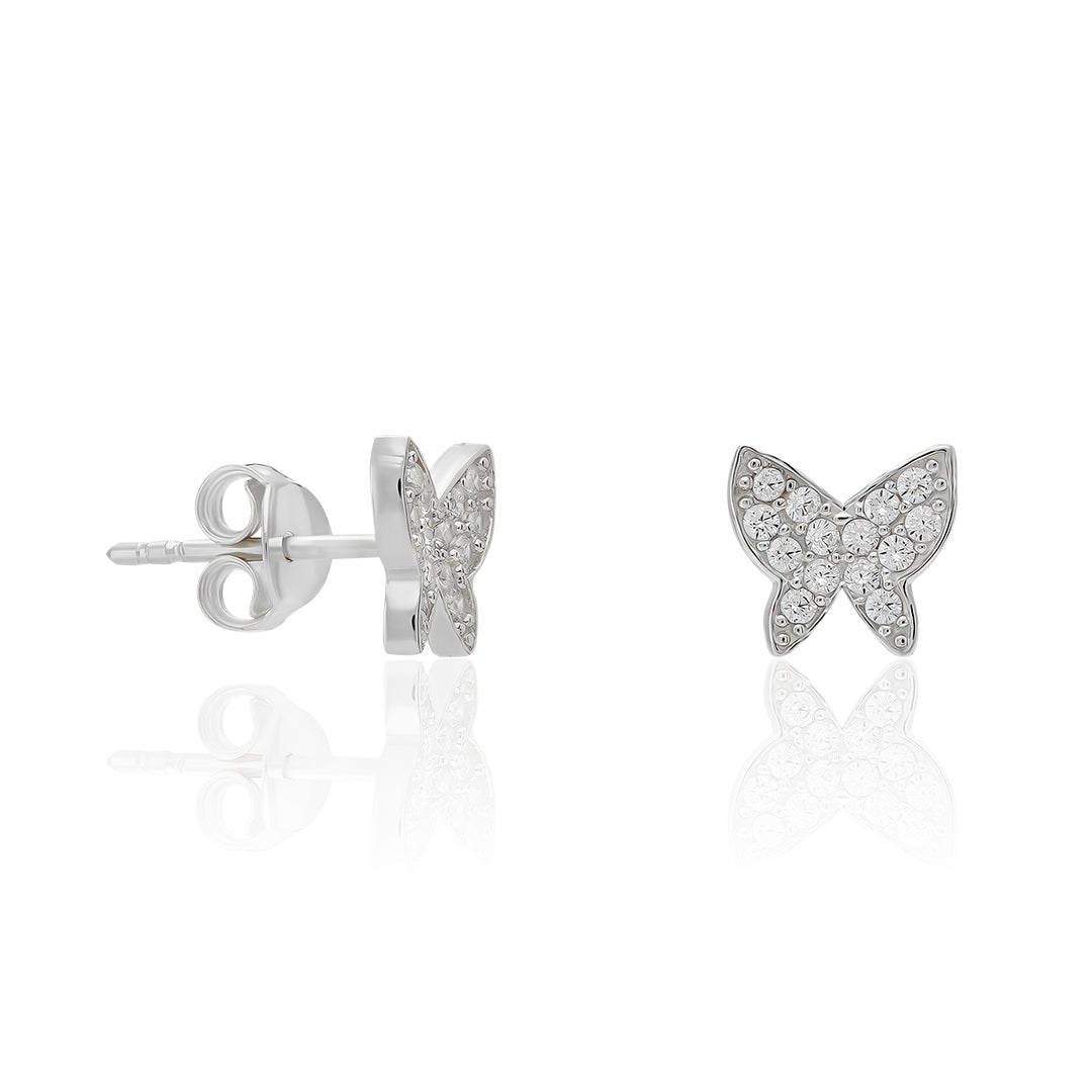 Minimalist Stone Butterfly Earrings - 925 SILVER