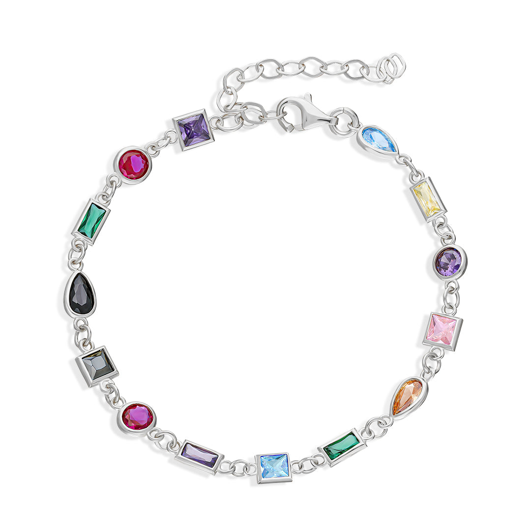 Natural Stone Rainbow Bracelet - 925 SILVER