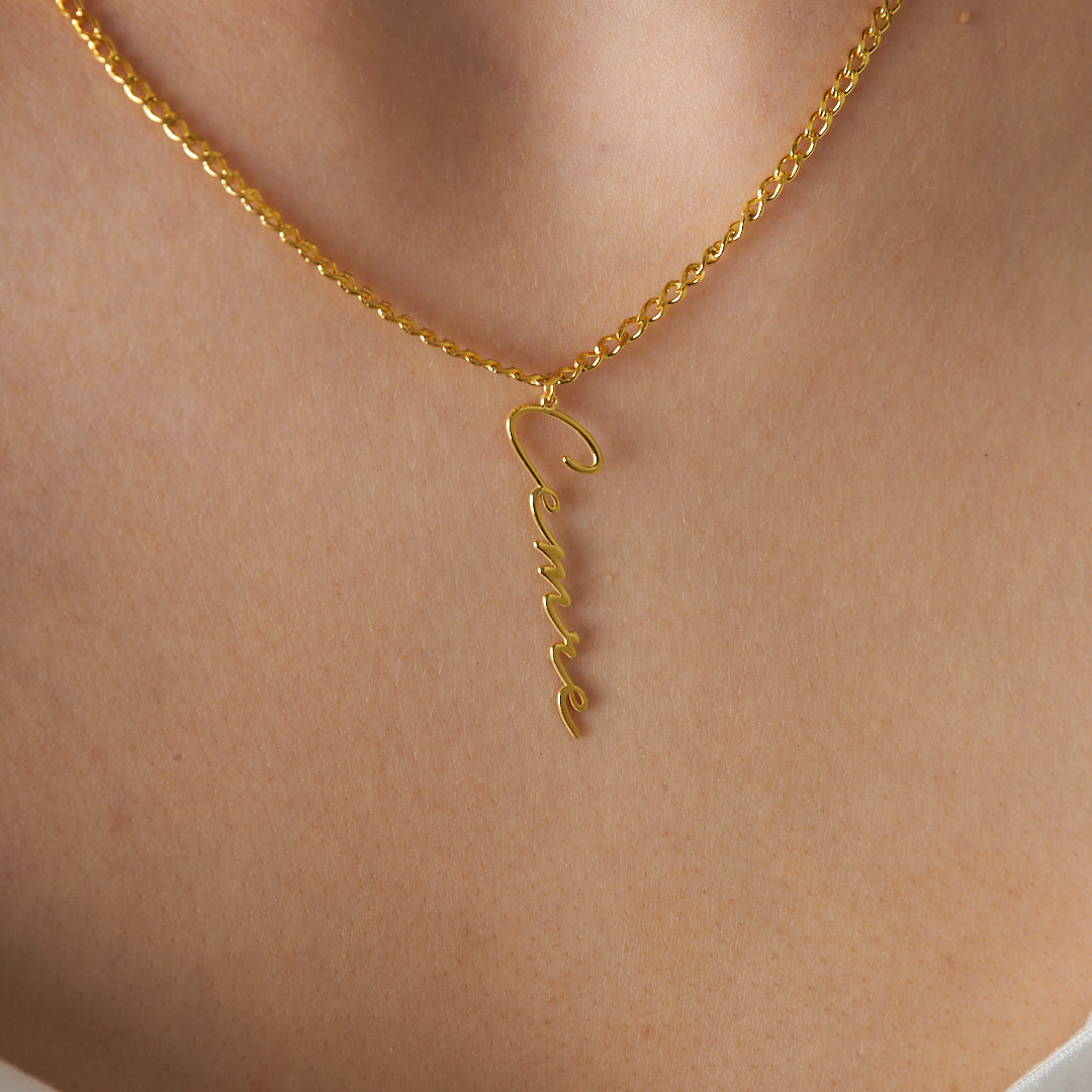 Thick Chain Horizontal Name Necklace - 925 SILVER