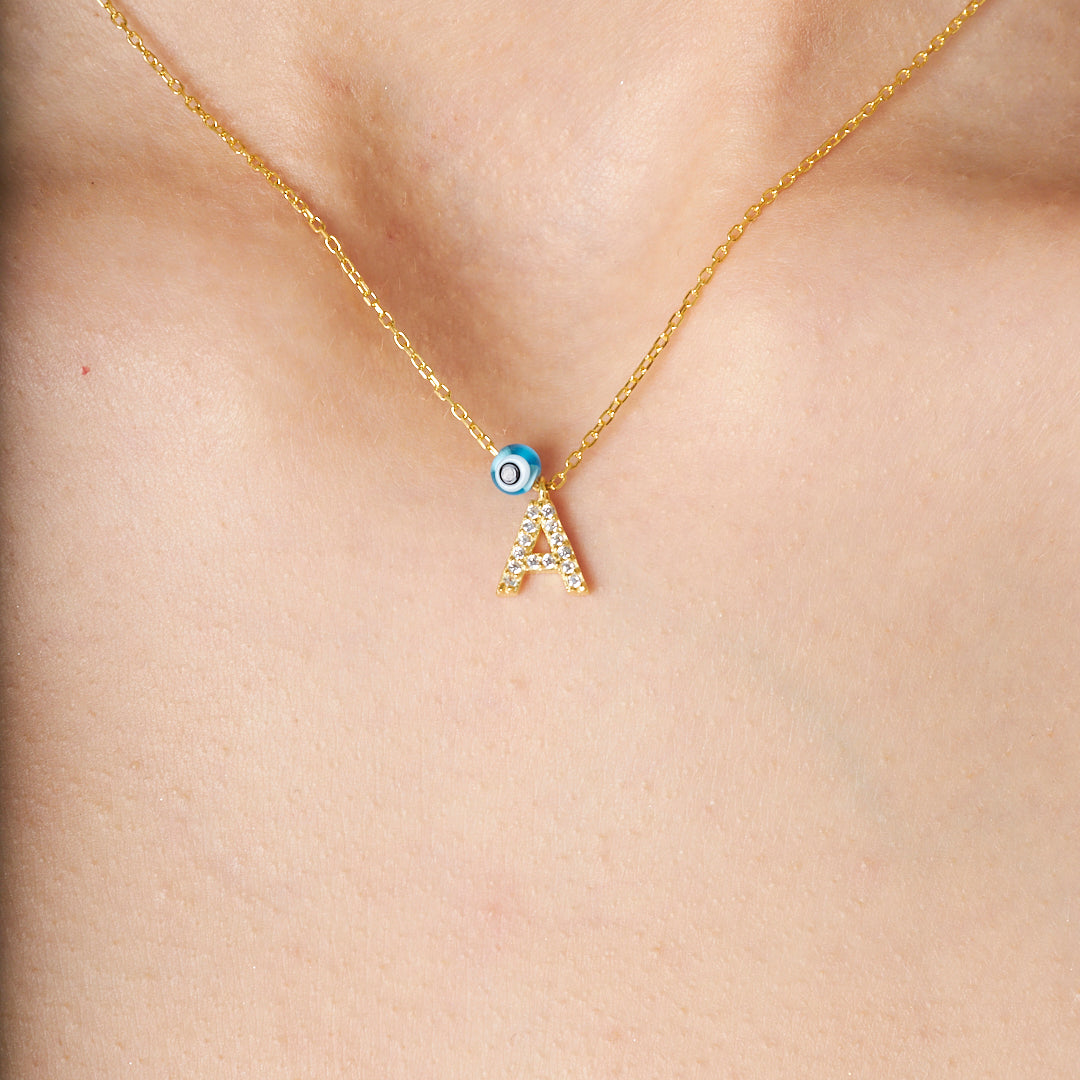 Evil Eye Stone Necklace - 925 Silver