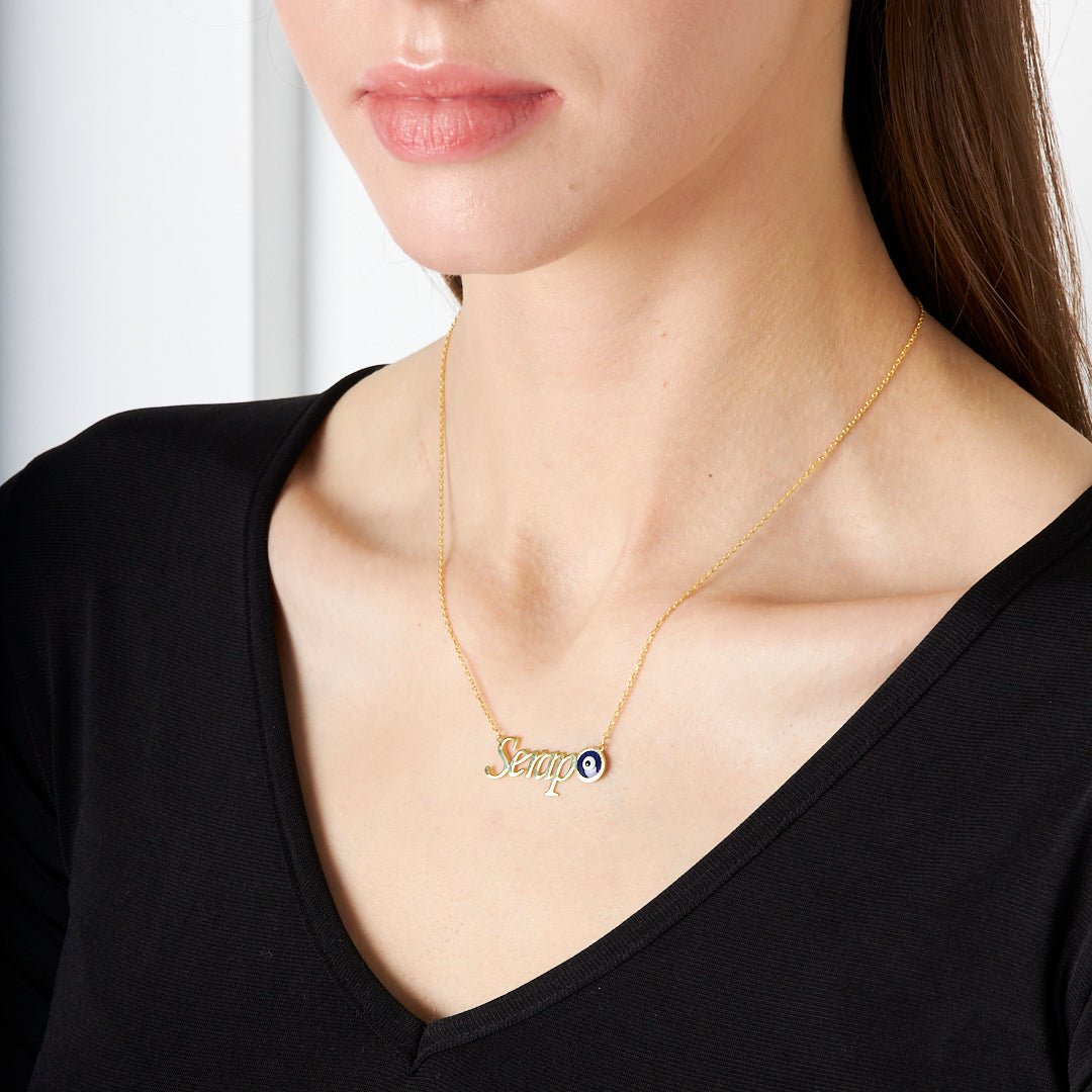 Evil Eye Name Necklace - 925 Silver