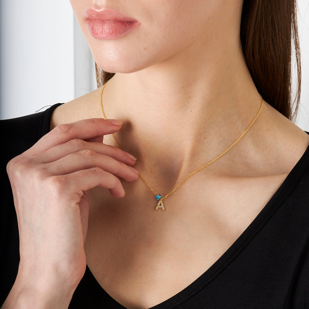 Evil Eye Stone Necklace - 925 Silver