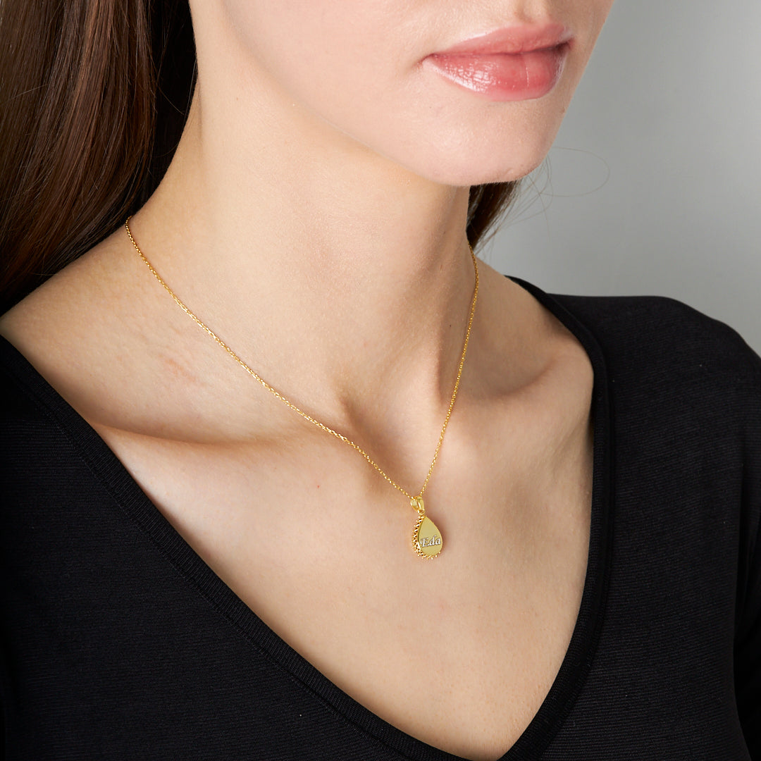 Water Drop Model Name Necklace - 925 SILVER