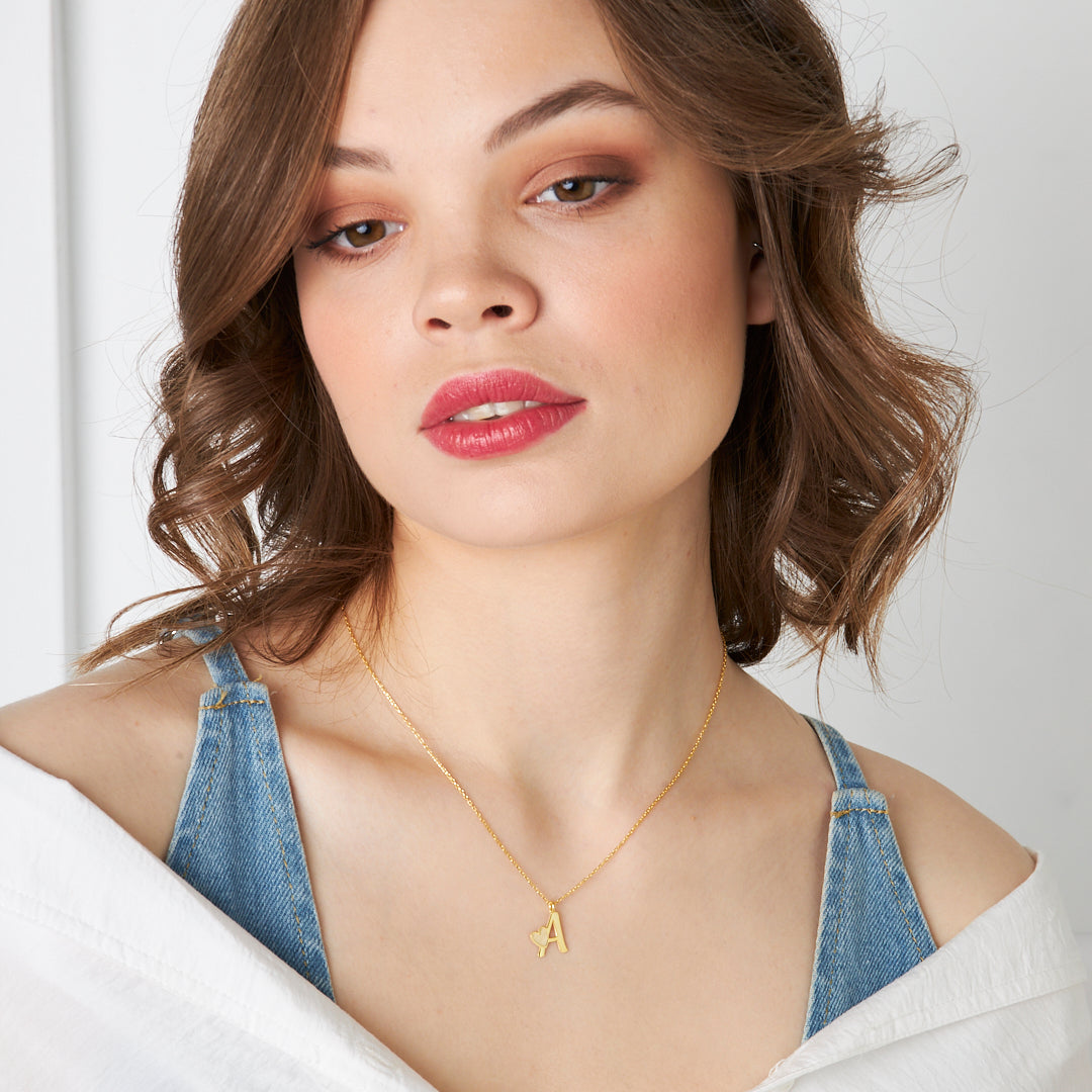 Name Necklace - Heart Letter Combination Necklace - 925 SILVER