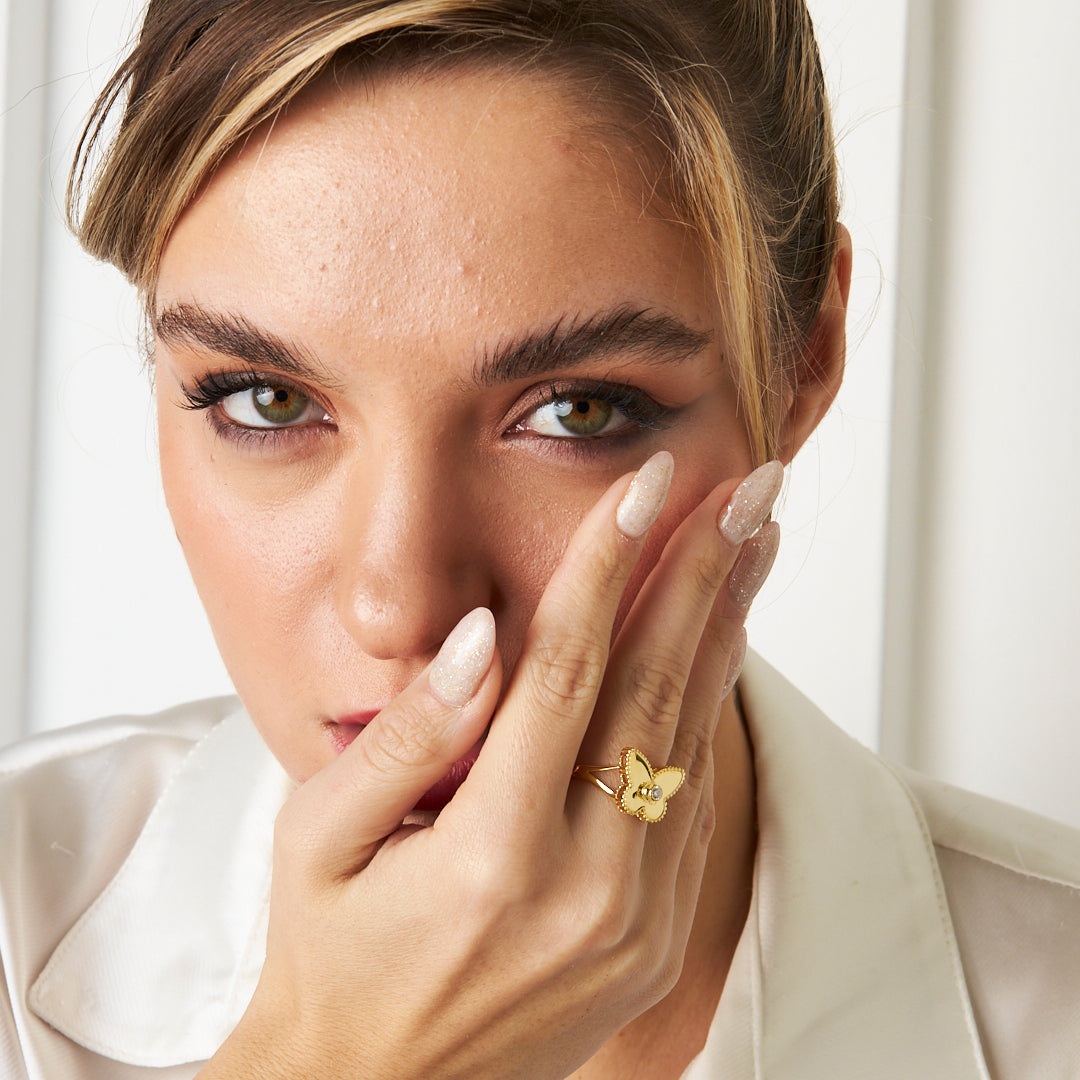 Solitaire Large Butterfly Ring - 925 SILVER