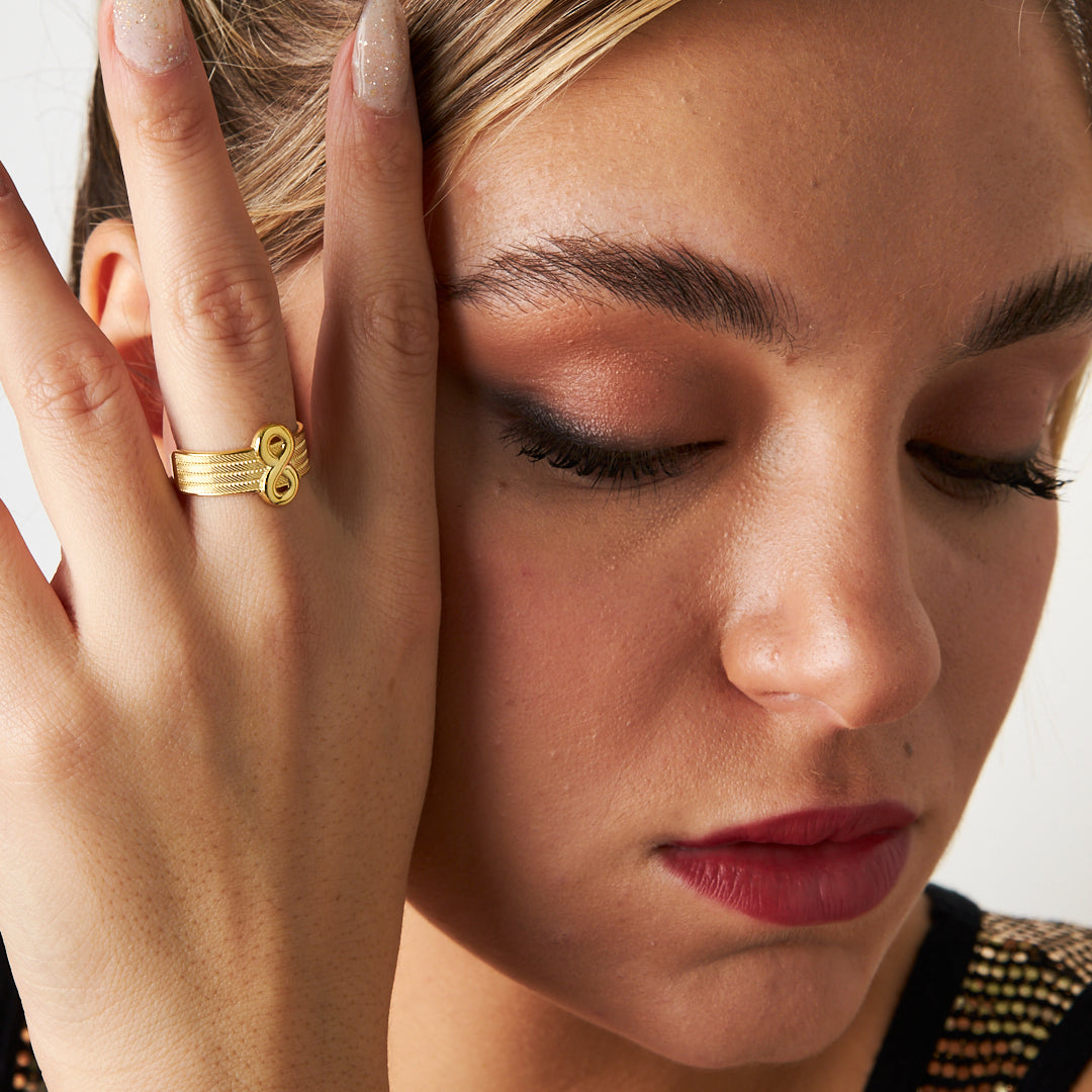 Infinity Detailed Wicker Ring - 925 SILVER