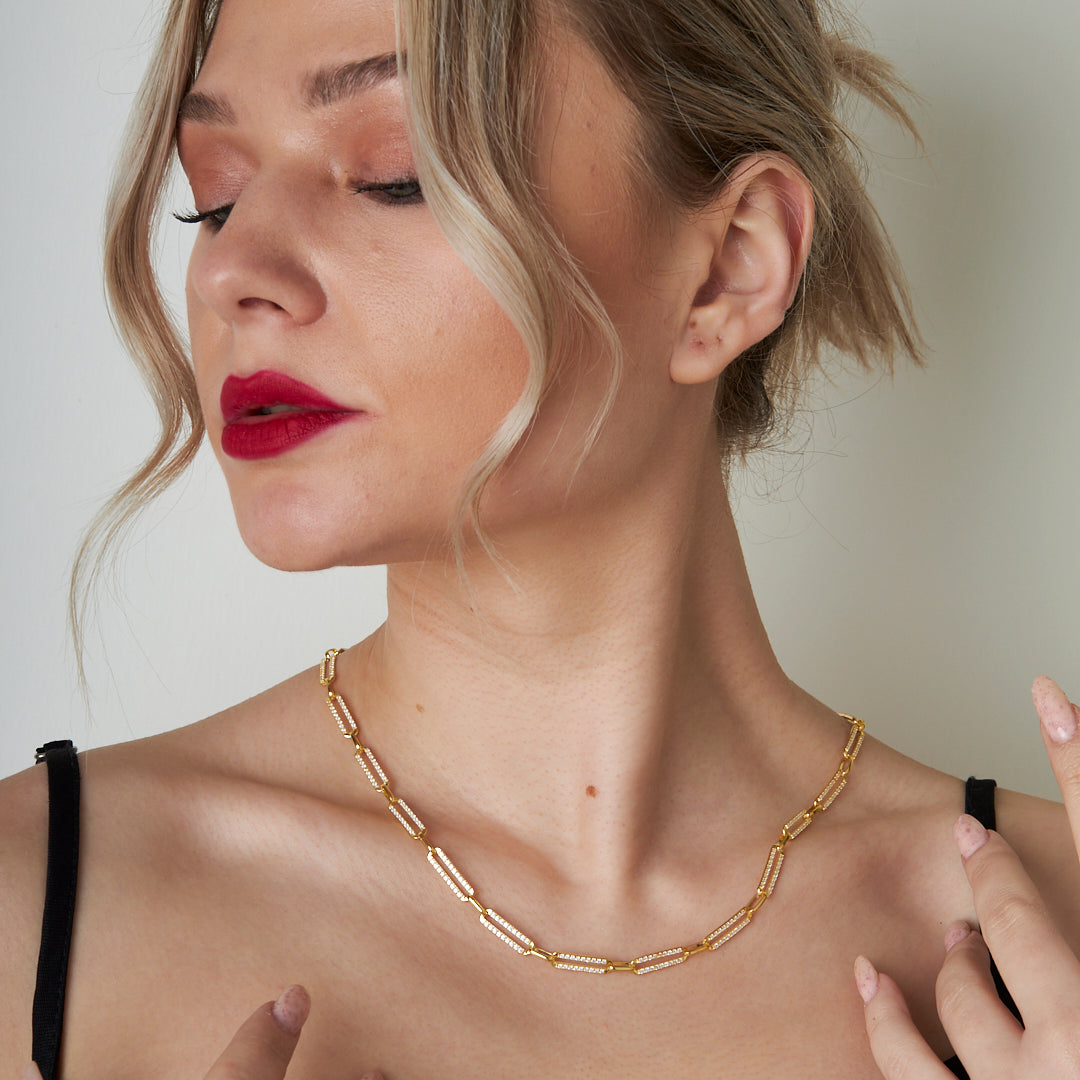 Anchor Zircon Necklace - 925 SILVER