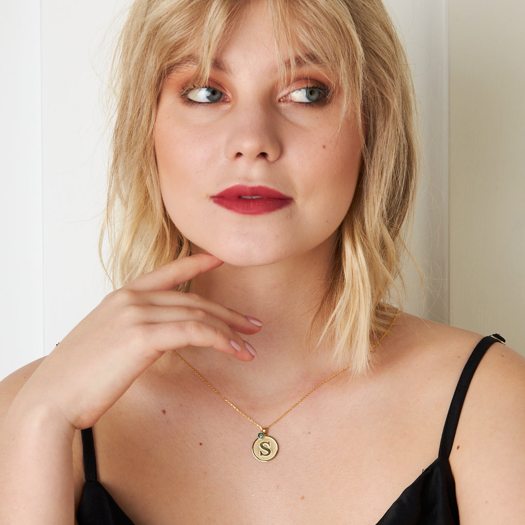 Oval Necklace with Evil Eye Letter - 925 Silver