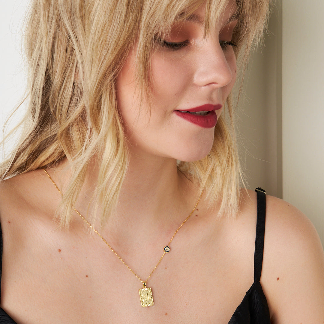 Evil Eye Letter Necklace - 925 Silver