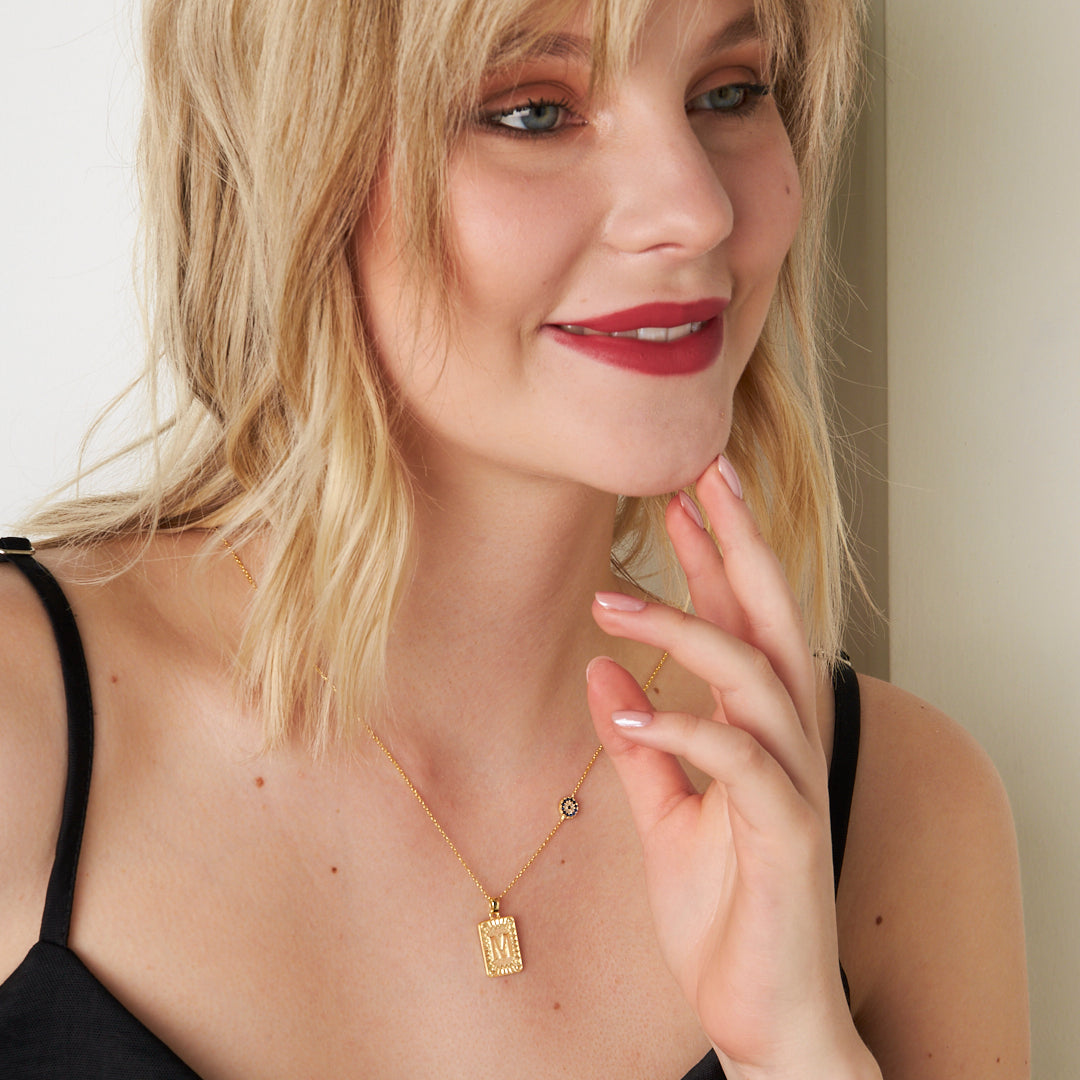 Evil Eye Letter Necklace - 925 Silver