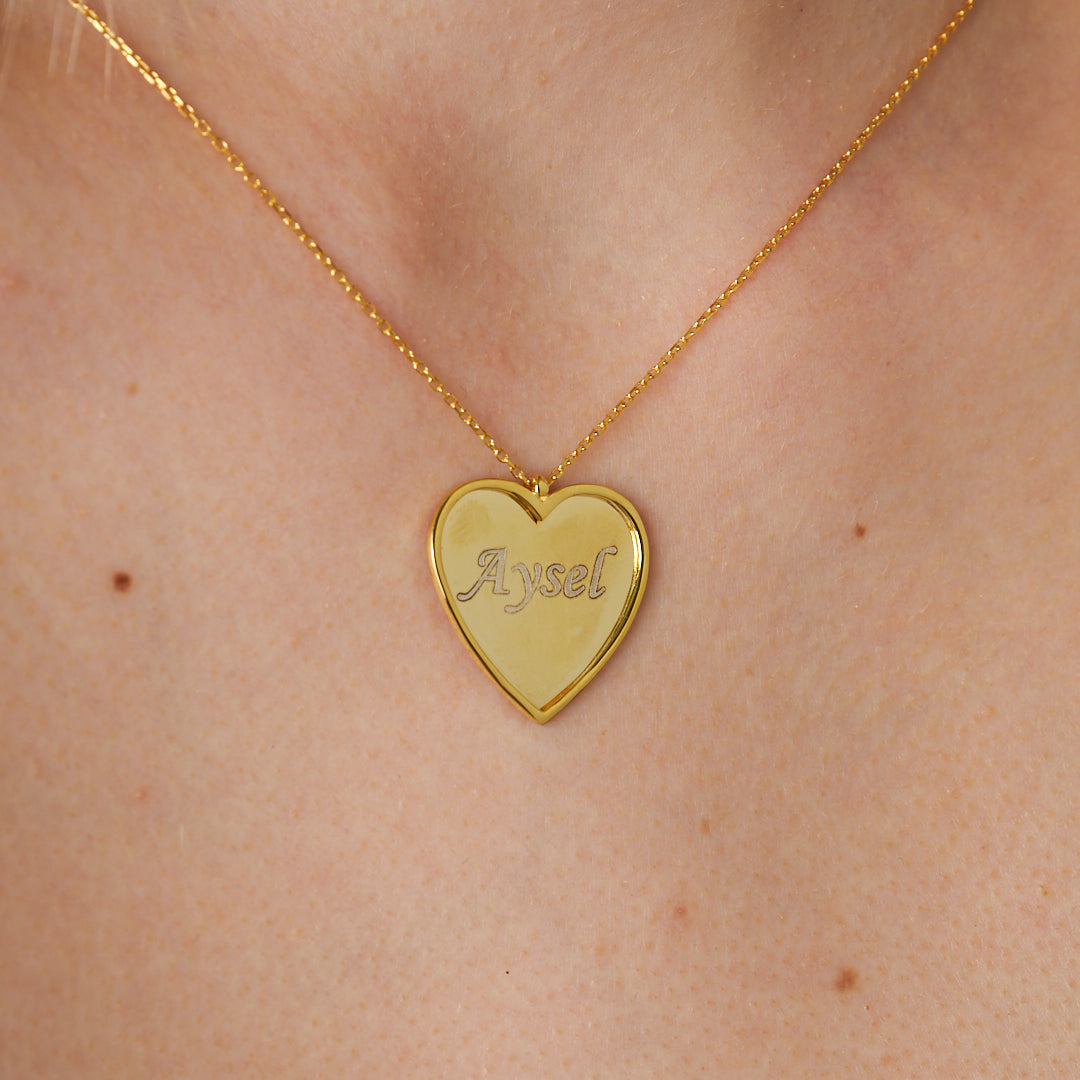 Simple Name Heart Necklace - 925 Silver