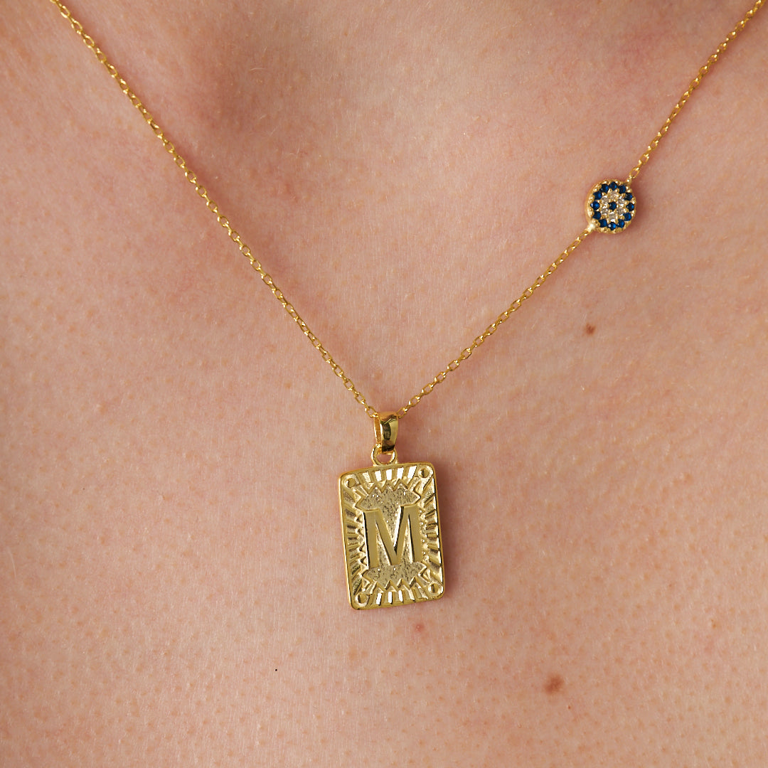 Evil Eye Letter Necklace - 925 Silver