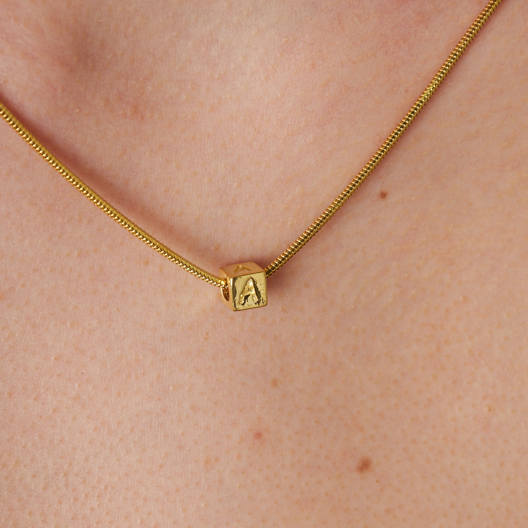 Cube Letter Chain Necklace - 925 SILVER