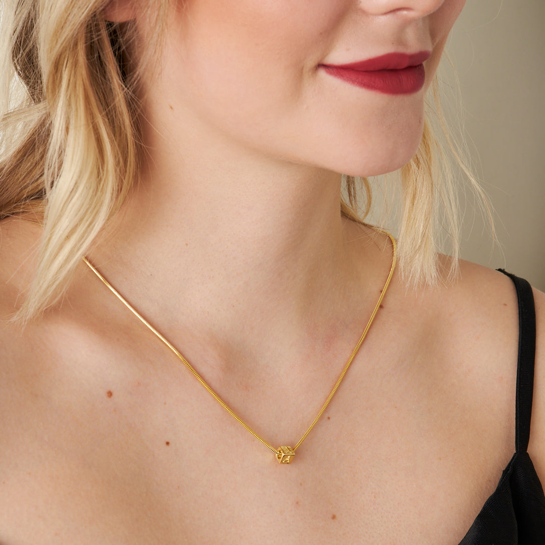 Cube Letter Chain Necklace - 925 SILVER