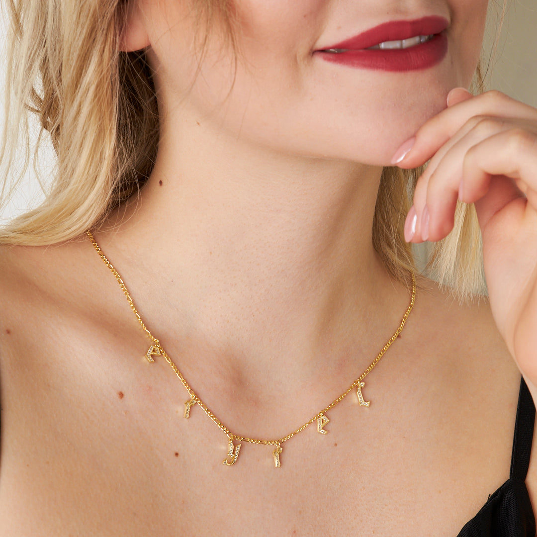 Chocker Zircon Stone Name Necklace - 925 SILVER