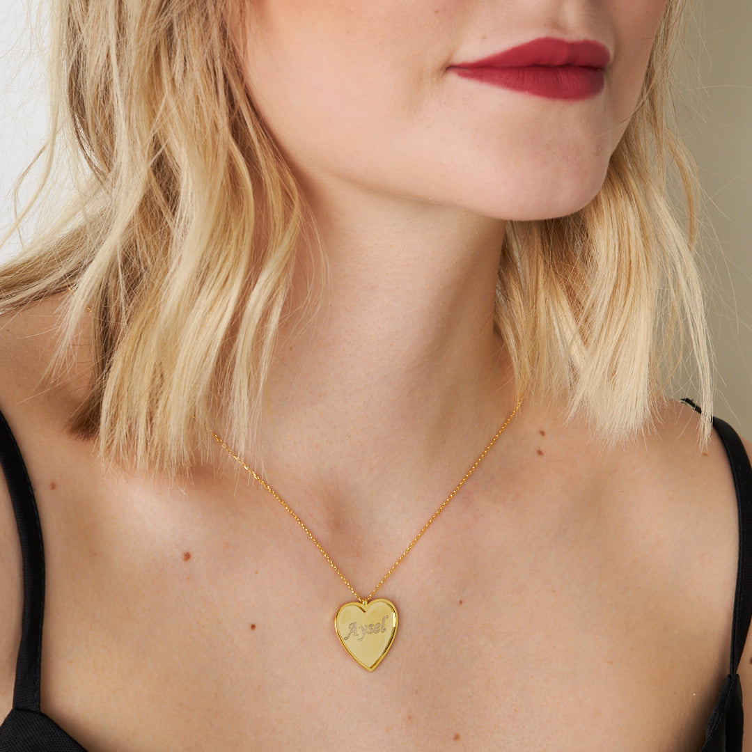 Simple Name Heart Necklace - 925 Silver