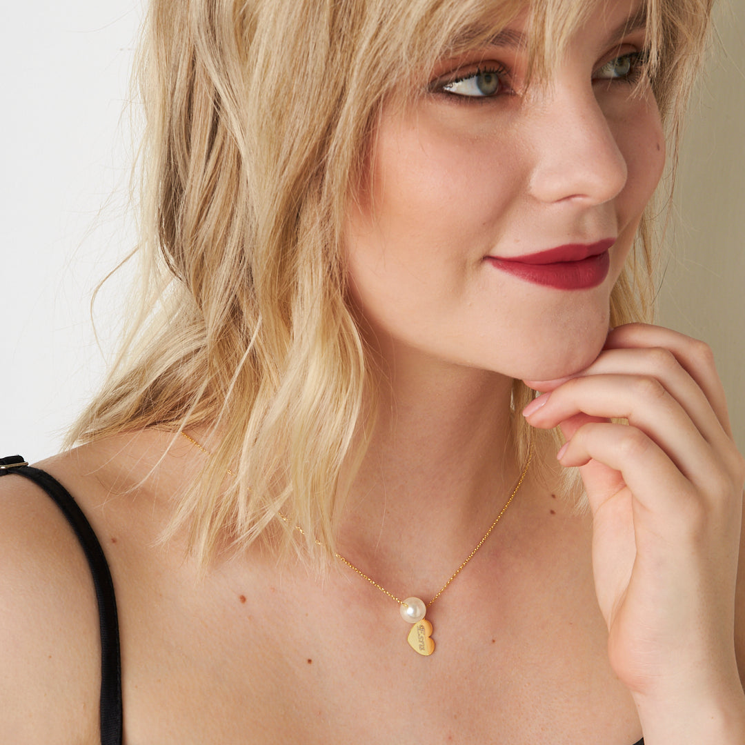 Pearl Heart Name Necklace - 925 Silver