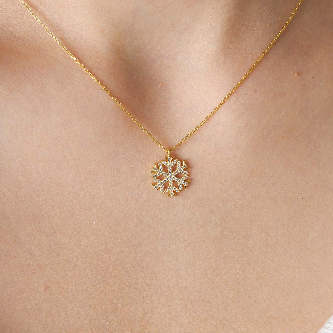 Modern Snowflake Necklace - 925 Silver