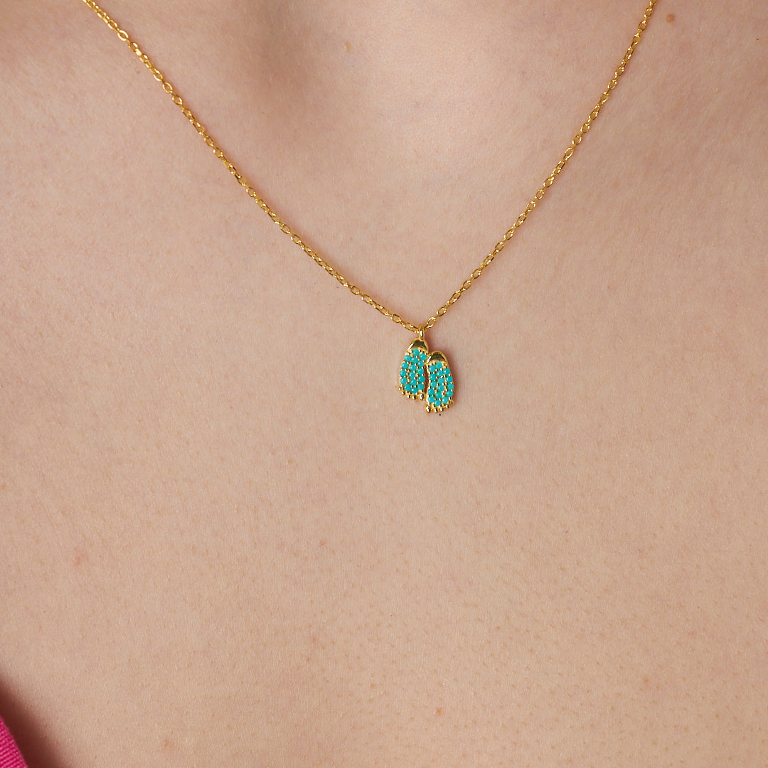 Stone Baby Foot Necklace - 925 SILVER