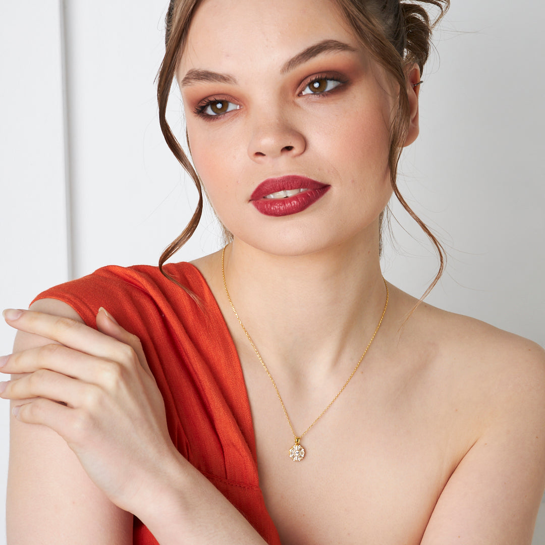 Baguette Wheel Necklace - 925 Silver